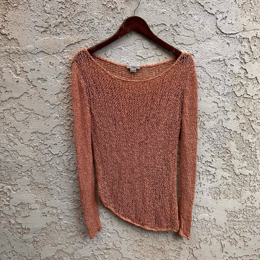 Helmut Lang HELMUT Open Knit Cotton Asymmetrical Sweater Top Size S